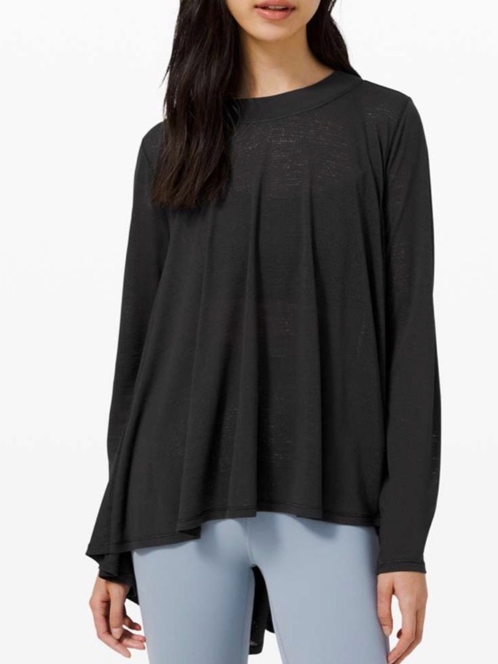 Lululemon Dare To Drape Textured Long Sleeve Athleisure Black Top XS
